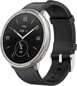Amazfit Active 2 Smart Watch 44mm, 10 Day Battery, Fitness Tracker, Sleep Monitor, GPS Maps, 160+ Sport Modes, Water Resistant, for Android & Apple iPhone, Sapphire Glass, Black Leather Strap on Amazon.sa - Price Tracker