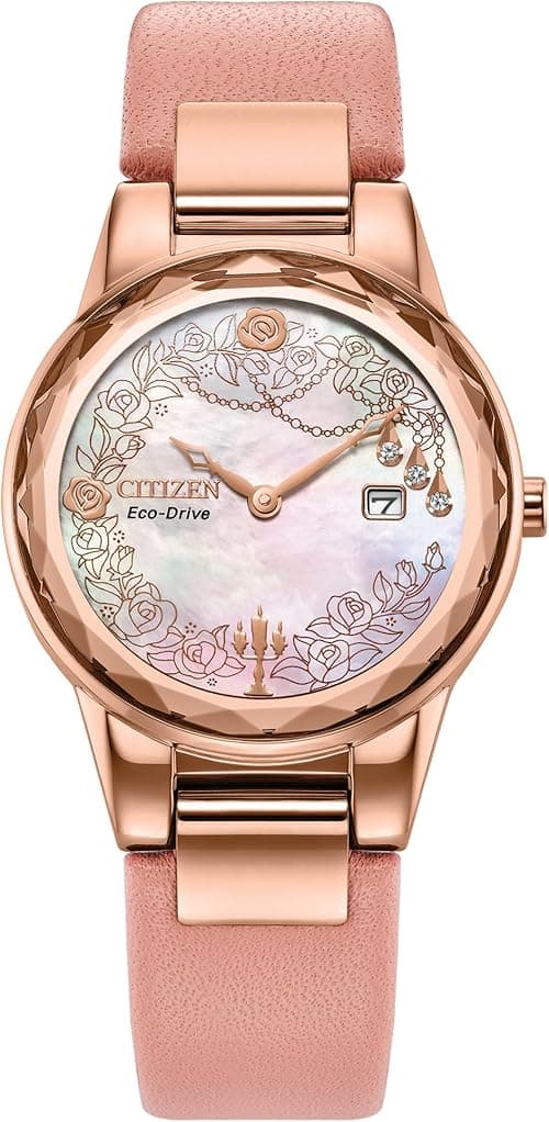 Citizen Ladies Eco-Drive Disney Princess Belle Watch, Pink Leather Strap, White Dial, Date (Model: GA1083-43D) on Amazon.ae - Price Tracker