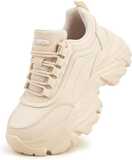 LUCKY STEP Women Chunky Platform Dad Black Casual Lace-Up Walking Sneaker on Amazon.ae - Price Tracker