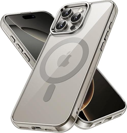 JETech Magnetic Case for iPhone 16 Pro 6.3-Inch Compatible with MagSafe, Shockproof Phone Bumper Cover, Anti-Scratch Clear Back (Natural Titanium) on Amazon - Best Deal Finder
