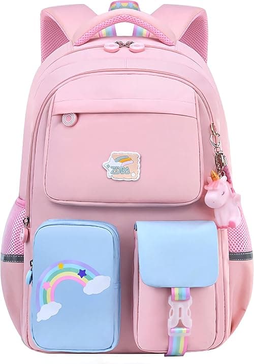 Kids Unicorn Backpack For Girl,Cartoon Large Capacity Elementary Bookbag Lightweight Causal Travel Bag With Lunchbag on Amazon.ae - Price Tracker