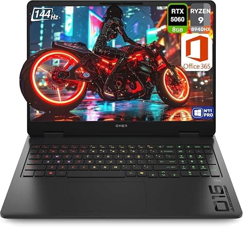 HP OMEN 16 Gaming Laptop 16 FHD 144Hz Display AMD Ryzen 9 8940HX NVIDIA RTX 5060 8GB 16GB RAM | 512GB SSD Windows 11 Black (Office 365) على Amazon.ae - متتبع الأسعار