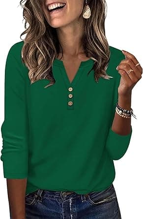 XIEERDUO 3/4 Length Sleeve Womens Tops Fashion Clothing V Neck T Shirts Dressy Blouses Business Casual Outfits Tunic Tops on Amazon.ae - Price Tracker