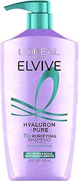 L'Oreal Paris Elvive Hyaluron + Pure 72H Purifying Shampoo for Oily Hair, Clarifying Shampoo with Salicylic Acid and Hyaluronic Acid, 28 Fl Oz on Amazon.ae - Price Tracker