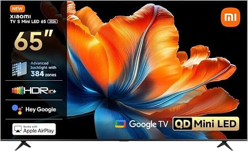 شاومي تلفزيون صغير LED 65 بوصة (165 سم)، تلفزيون QLED صغير 4K UHD، تلفزيون ذكي مع جوجل تي في HDR10+، 60Hz مع وضع تعزيز الالعاب 120Hz، ام اي ام سي، صوت دولبي، ايربلاي 2، مساعد جوجل على أمازون - دليلك لأفضل العروض