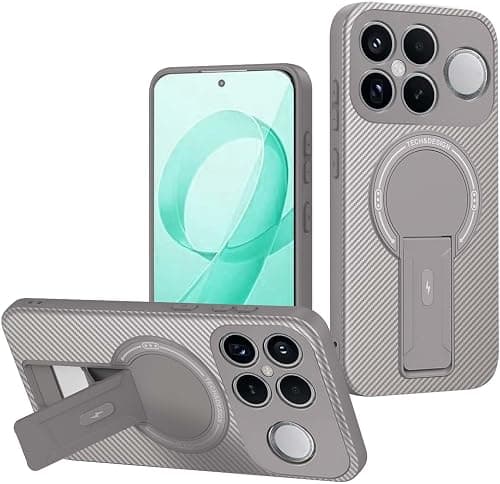 YUECXIN Silicone Case for Xiaomi Poco F8 Ultra 5G, Soft Matte Shockproof Case 360° Magnetic Ring Carbon Fiber Cover with Hidden Rotating Stand, Grey on Amazon.ae - Price Tracker