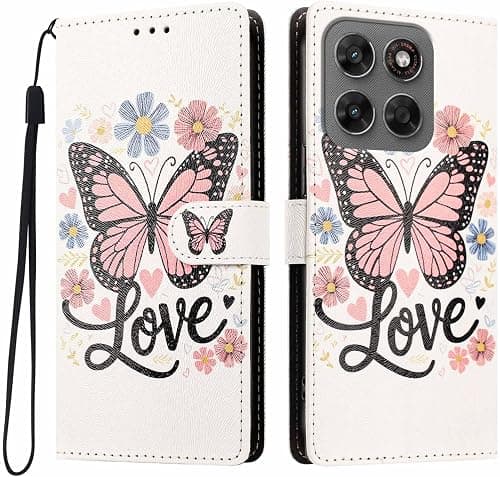 UPLAI Wallet Flip Case for Motorola Moto G87 5G/Moto G67/Moto G77, Premium PU Leather Pattern Cover with Kickstand, Card Slots Shockproof Magnetic Wireless Charging Women, Pink Butterfly on Amazon.ae - Price Tracker