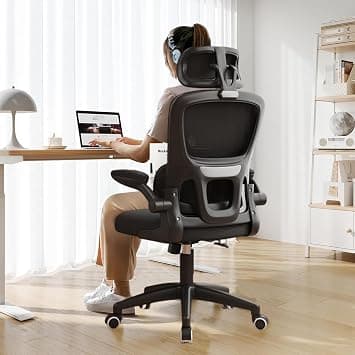 Office Chair Ergonomic Desk Chair, High Back Computer Chair for Long Hours Comfortable, Rolling Swivel Executive Task Chair for Home Office with Flip-up Armrests, Black on Amazon.ae - Price Tracker