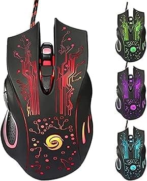 Gaming Mice, Computer Gaming Mouse Wired Manipulator Gaming Mouse Glare USB Wired Gaming Mouse Adjustable 7 Buttons LED Backlit Professional Gamer Mice Ergonomic, for PC Laptop (Black Seven Colors) on Amazon - Best Deal Finder