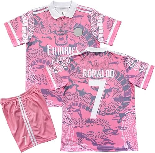 New Season RM Madrid RO’NALDO Football Jersey No #7 Dragon Pattern Special Edition Jersey Set, Madrid Dragon Jersey Pink No 7 with Short kids & Youth Sizes. on Amazon.ae - Price Tracker