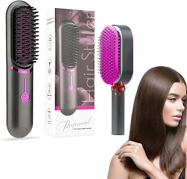 Portable Cordless hair Straightening Comb, Cordless Straightener Brush, Straightener Comb with USB Rechargeable Feature, 2 in 1 Negative Ion Straightening Brush for Professional Salon at Hom on Amazon.ae - Price Tracker