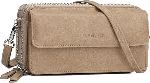 Lanyani RFID Crossbody Wallet Wristlet Purse with Phone Pocket For Women Vegan Leather on Amazon.ae - Price Tracker