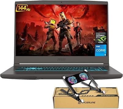 msi Thin 15 RTX 4050 Gaming Laptop, 15.6" FHD 144Hz Display, Intel Core i5-13420H, 16GB RAM, 1TB SSD, RJ-45, Backlit Keyboard, Bundle with PCO Laptop Cooler, Grey, Windows 11 Home على Amazon.ae - متتبع الأسعار
