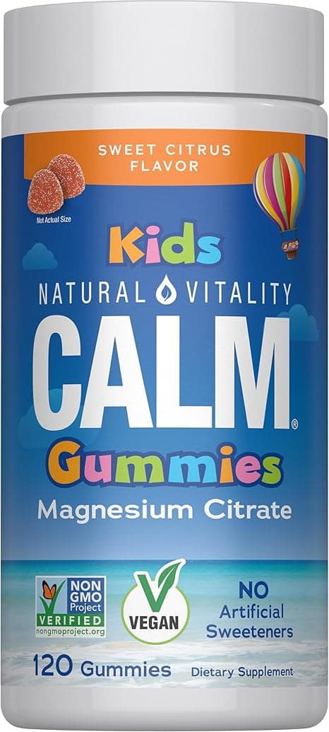 Natural Vitality Calm, Magnesium Citrate Kids Supplement, Stress Relief Gummies, Supports a Healthy Response to Stress, Gluten Free, Vegan, Sweet Citrus, 120 Gummies on Amazon.ae - Price Tracker