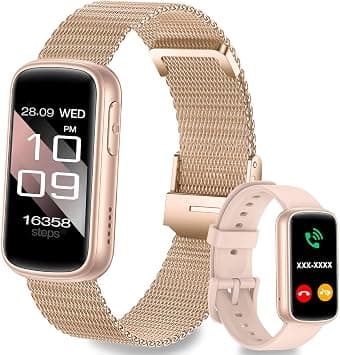 Smart Watches for Women,Fitness Trakcer with Bluetooth Call,Heart Rate/Sleep Monitor/Calories/Blood Pressure,130+ Sports Modes 1.47'' Smartwatch for Android iPhone,IP68 Waterproof,2 Bands,Gold on Amazon.sa - Price Tracker