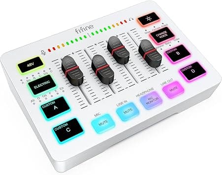 FIFINE Audio Mixer, Gaming Streaming PC Mixer with Slider Fader, XLR Microphone Interface, Monitoring, for Video/Game Voice/Podcast Recording-AmpliGame SC3W on Amazon.ae - Price Tracker