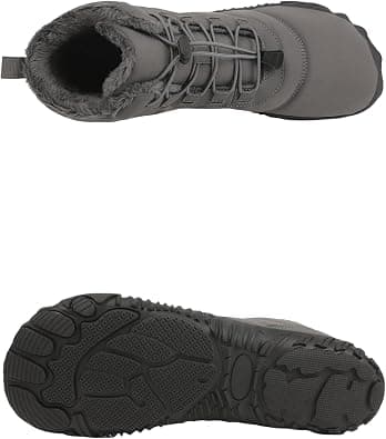 Mmoneyake Winter Snow Shoes for Women Men Warm Fur Lined Waterproof Snow Sneakers Wide Toe Box Zero Drop Ankle Booties Non-Slip Barefoot Outdoor Shoes Fashion Short Boots, E-gray, 9-9.5 على Amazon.ae - متتبع الأسعار
