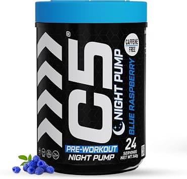 C5 Night Pre Workout Powder Blue Raspberry - 24 Servings, Free Caffeine - Sugar Free-Zero, Stim-Free Calories-Beta Alanine-Citrulline Malate, High-Performance PreWorkout Booster Supplement على Amazon.ae - متتبع الأسعار
