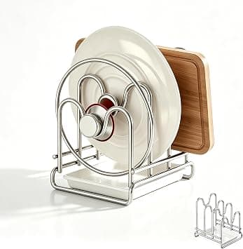 Pot Lid Holder & Lid Holder Kitchen, Pot Lid Organiser, Stainless Steel, Chopping Board Holder, Lid Organiser Kitchen for Cabinet & Worktop, Pot Lid Storage on Amazon.ae - Price Tracker