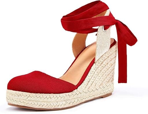Women's Espadrille Wedge Sandals Closed Toe Lace Up Platform Ankle Wrap Summer Casual Shoes on Amazon.ae - Price Tracker