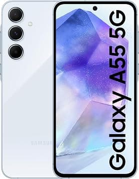 Samsung Galaxy A55 5G (Awesome Iceblue, 8GB RAM, 128GB Storage) | AI Mobile | 50MP Main Camera (OIS) | Super HDR Video| Nightography | IP67 | Gorilla Glass Victus+ | sAMOLED | Gaming Smartphone on Amazon - Best Deal Finder