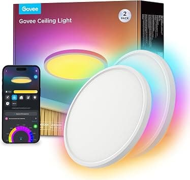 Govee RGBIC Smart Ceiling Light, 24 W Diameter 30 cm LED Ceiling Light, Dimmable, LED Ceiling Light with 16 Million DIY Colours, Compatible with Alexa & Google Assistant, for Bedroom, Pack of 2 - Amazon.sa Price Tracker