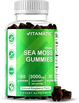Vitamatic Irish Sea Moss Gummies – 3000mg Equivalent Per Serving – 60 Ct Made with Bladderwrack & Burdock Root – Seamoss Supplement for Thyroid, Energy & Immune Support on Amazon.ae - Price Tracker