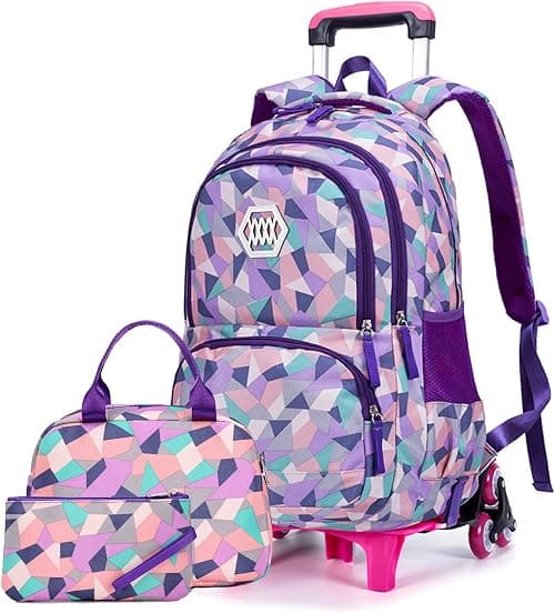 GGEROU Kids' Rolling Backpacks for School, Wheeled Backpack Kids Trolley Bags Space-Galaxy Roller Bookbag with Lunch Bag,Wheel Trolley School Bag for Gils & Boys على Amazon.ae - متتبع الأسعار