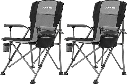 Toby's Camping Chair Hard Arm High Back Lawn Chair Heavy Duty with Cup Holder, for Camp, Fishing, Hiking, Outdoor, Carry Bag Included (Gray 2chairs) on Amazon.ae - Price Tracker