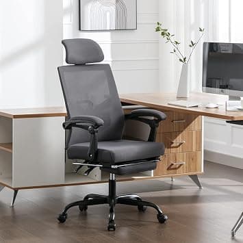 Lepdep Mesh Ergonomic Office Chair with Footrest Home Office Desk Chair 90-135 Adjustable Computer Desk Chair with Wheels 360 Swivel Task Chair (Grey) on Amazon.ae - Price Tracker