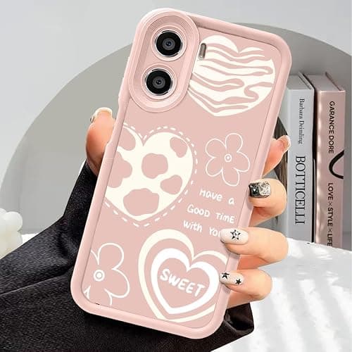 Cow Design Case for Xiaomi Poco X7 Pro 5G, Cute Heart Flowers Phone Cover Women Girls Aesthetic Soft TPU Silicone Shockproof Protection Camera Case - Pink على Amazon.ae - متتبع الأسعار