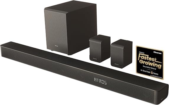 Hisense AX5100G soundbar with 340W, 7 speakers and 6.5 subwoofer, Dolby Atmos, DTS Virtual X, Bluetooth 5.0, EZ Play على Amazon.ae - متتبع الأسعار