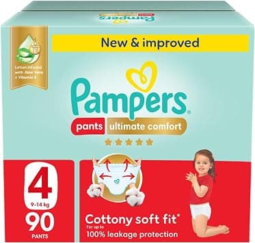 Pampers Ultimate Comfort, Size 4, 9-14 kg, Giant Box, 90 Diaper Pants - متتبع أسعار Amazon.sa