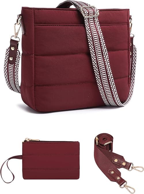 Purses for Women 2PCS Puffer Quilted Crossbody Shoulder Hobo Bags Trendy Ladies Handbag with Coin Wallet 2 Adjustable Straps on Amazon.ae - Price Tracker