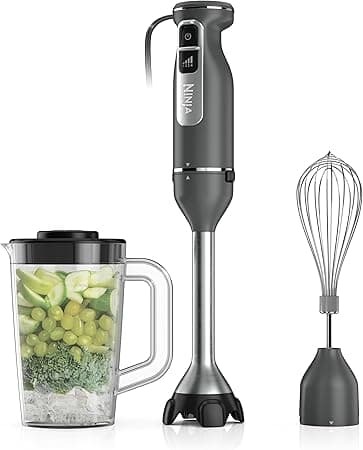 Ninja Immersion Blender and Whisk, Hand Stick Blender, 4 speeds, with SplatterShield and PanProtect, 4-Cup Blending Vessel, Dishwasher Safe, 5-ft Cord, Ergonomic, Dark Gray, CI201GY on Amazon.ae - Price Tracker