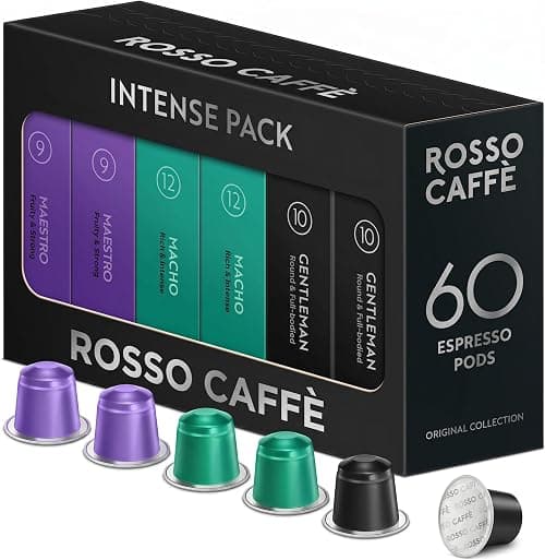ROSSO CAFFÈ 60 capsules compatible with Nespresso coffee machine, "Extra Dark" Morning Coffee, 3 premium dark burning, aluminium coffee capsules, compatible with original machines on Amazon.ae - Price Tracker