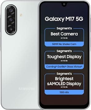 Samsung Galaxy M17 5G (Moonlight Silver, 6GB RAM, 128GB Storage)| Circle to Search| Gemini Live| 50MP OIS Triple Camera| IP54 Rating| Gorilla Glass Victus| AI| 6 Gen of OS Upgrades| Without Charger on Amazon.ae - Price Tracker