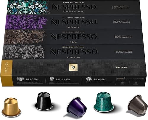 Nespresso, Coffee assortment with 50 compatible original capsules: 10 x Roma, 10 x Ristretto, 10 x Fortissio, 10 x Arpeggio, 10 x Volluto على Amazon.ae - متتبع الأسعار