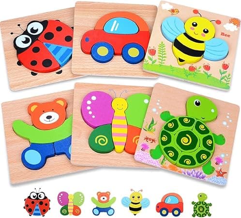 MAGIFIRE Wooden Toddler Puzzles Gifts Toys for 1 2 3 Year Old Boys Girls Baby Infant Kid Learning Educational 6 Animal Shape Jigsaw Eco Friendly Child Kid Montessori Stem Travel Toy on Amazon.ae - Price Tracker