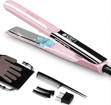 DORISILK 500 Degree High Temp Professional Hair Straightener,30s Fast Heating Ceramic Flat Iron ,2 in 1 Hair Straightener and Curler,Plasma Flat Iron Get Frizz-Free ,Dual Voltage for Travel(Pink) on Amazon.ae - Price Tracker