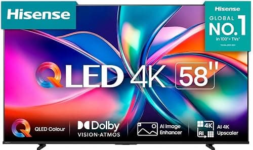 Hisense 58 Inch 58Q61Q QLED 4K Smart TV With VIDAA OS | QLED Color | Dolby Vision & Atmos | 4K AI Upscaler | AI Smooth Motion | Game Mode Plus 60Hz ALLM | Game Bar | Voice Control 2025 Model TV Black على Amazon.ae - متتبع الأسعار