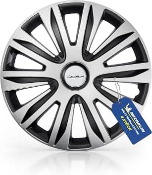 MICHELIN Alice Hub Caps 15 Inch Universal Wheel Trims Set of 4 for Car ABS Plastic Black/Silver - Amazon.sa Price Tracker