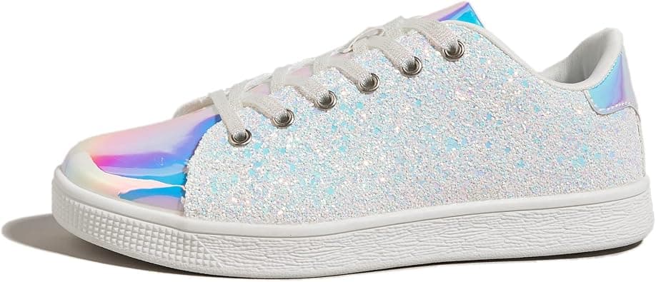 LUCKY STEP Glitter Sneakers Lace up | Fashion Sneakers | Sparkly Shoes for Women on Amazon.ae - Price Tracker