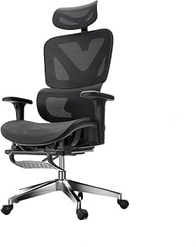 Ergonomic Mesh Office Chair with Retractable Footrest, High Back Desk Chair - 3D Armrests, Adjustable Lumbar Support & Headrest, Durable Base - Executive Comfort for Long Work Hours (Black) on Amazon.ae - Price Tracker