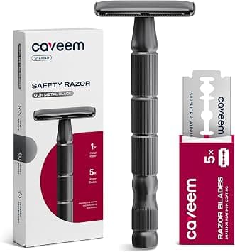 CAVEEM Double Edged Safety Razor, Single Blade Razors with 5 Stainless Steel Safety Blades for Men and Women, Reusable Metal Razor – Gun Metal Black on Amazon - Best Deal Finder