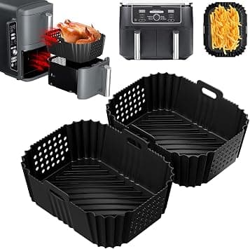 Dzpuhuojz 2Pcs Silicone Air Fryer Liners for Ninja Double Stack XL 9.5L Air Fryer SL400UK, Air Fryer Accessories for Foodi Max Dual Zone AF400EU / AF300EU 7.5L, Airfryer Trays for Tower Dual Baskets على Amazon.ae - متتبع الأسعار