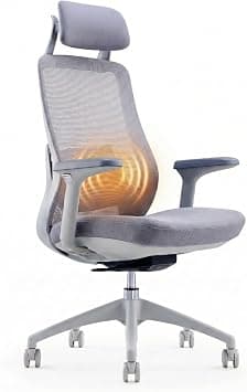 Skyland Massage Office Chair with Wireless Heated Lumbar Massager, High-Back Mesh Ergonomic Desk Chair, Adjustable Headrest & 2D Armrests (Grey) on Amazon.ae - Price Tracker