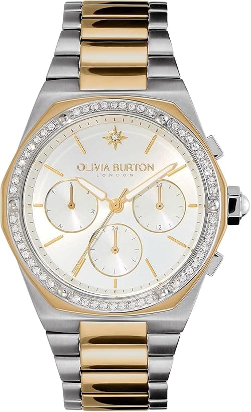 Olivia Burton Hexa Multifunction Women's Multifunction Watch, Stainless Steel Bracelet, Water Resistant up to 3ATM/30 Meters, Elegant, London-Inspired Design, Gift for Her, 38mm on Amazon.ae - Price Tracker