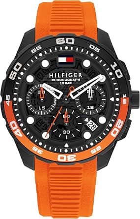 Tommy Hilfiger Chronograph Quartz Watch with Calendar for Men with Orange Silicone Bracelet - 1792234 on Amazon - Best Deal Finder