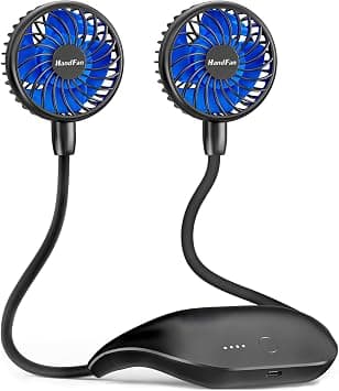 HandFan 10000mAh Portable Neck Fan Rechargeable, 48Hrs Long-Lasted Wearable Personal Fans, Hands Free Necklace Fans, Hanging Cooling Fan for Travel, Hiking, Fishing, Gifts for Women Men على Amazon.ae - متتبع الأسعار